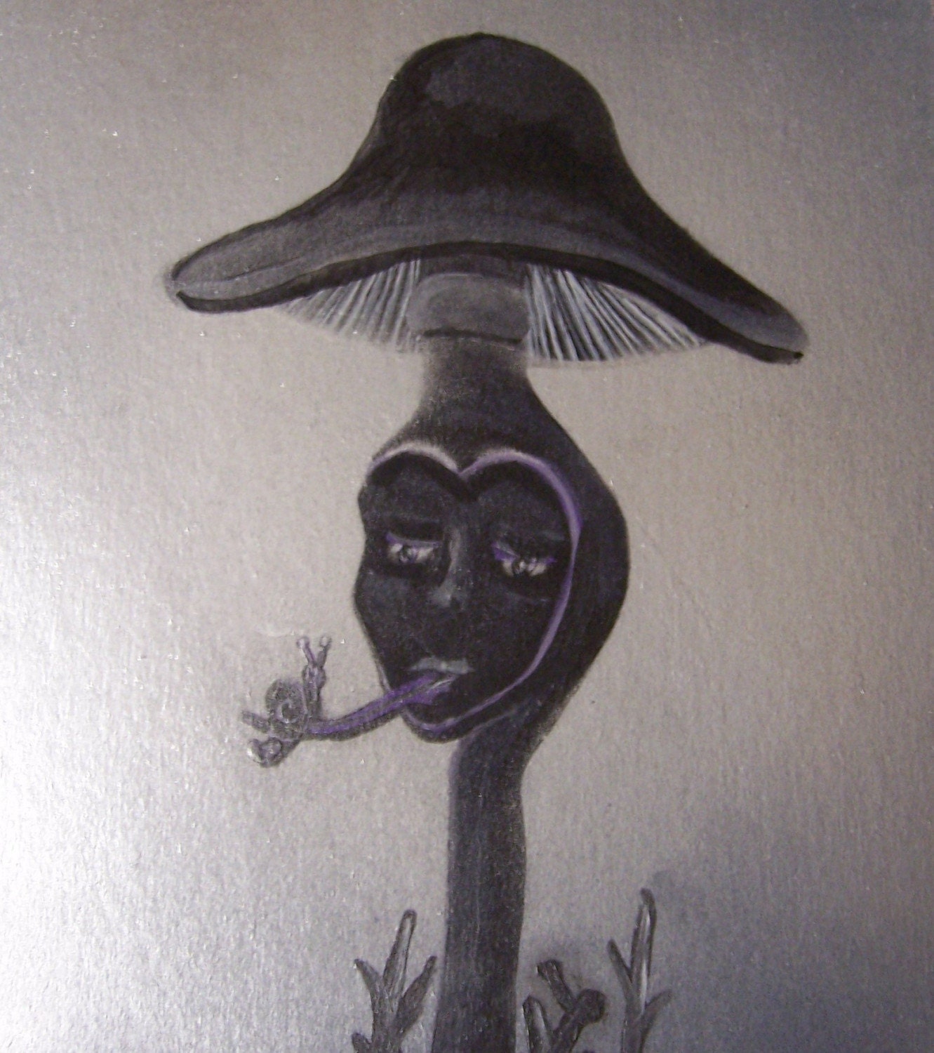 Good Taste in Friends painting. Mushroom loves the snail.