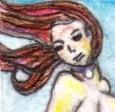 At Peace original ACEO nude with bubbles