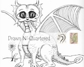Big Eyed Baby Dragon Coloring Sheet