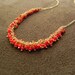 Red Glass Vermeil and Gold Filled Cluster Necklace 14kt