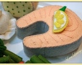 Wool Felt Salmon Steak - Waldorf  Inspired Felt Play Food Accessory for Imaginative Play