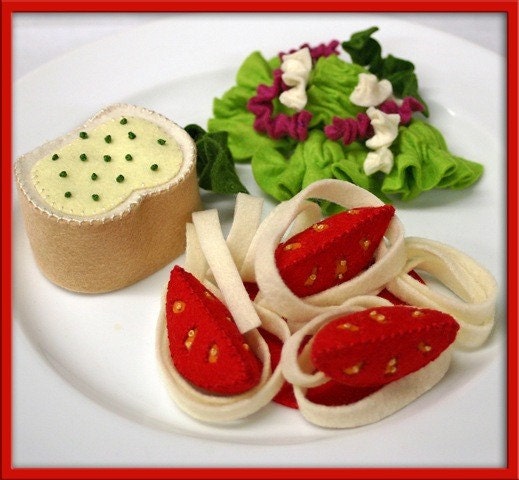Wool Play Food - Spaghetti Pasta Dinner