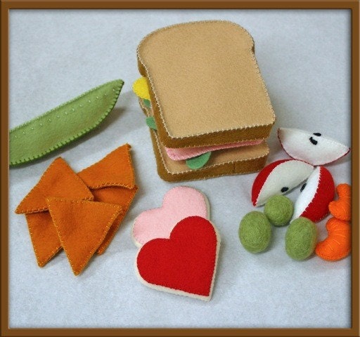Wool Felt Play Food - Ham Sandwich Set