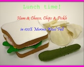 Wool Felt Ham and Cheese Sandwich Lunch - Waldorf Playfood Accessory for Imaginative Play