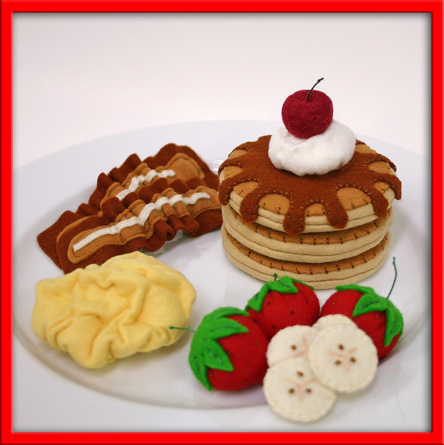 Wool Felt Play Food - Pancake and Egg Breakfast