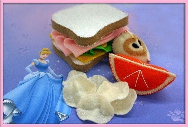 Wool Felt  - Ham and Cheese Sandwich Play Food - Waldorf Inspired Accessory for Imaginative Play