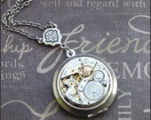 Silver Steampunk Locket Necklace - Enchanted Gears - Jewelry by TheEnchantedLocket - BEAUTIFUL Wedding Anniversary Gift