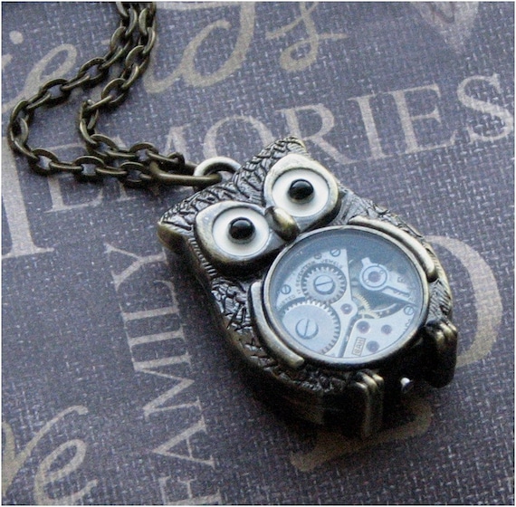 Steampunk Owl Necklace - Enchanted Steampunk Owl Bot - Jewelry by TheEnchantedLocket - STEAMPUNK Teacher Best Friend Birthday Present