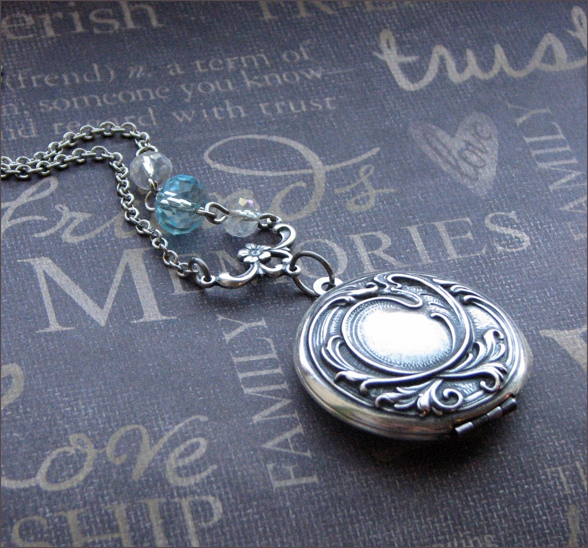 Silver Locket Necklace - Enchanted Something Blue - Jewelry by TheEnchantedLocket - PERFECT Wedding Bride Christmas Birthday Gift