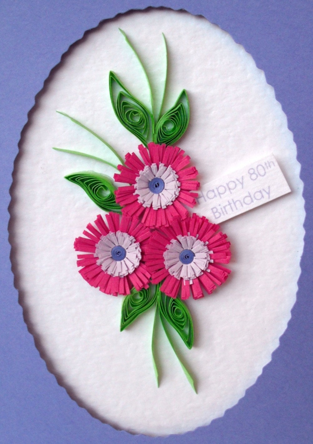 Quilled 80th birthday card, can be for any age