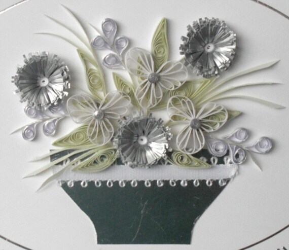 Silver wedding anniversary card, congratulations, quilled, 25th