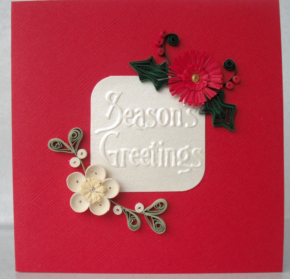 Handmade Christmas card, quilled, paper quilling
