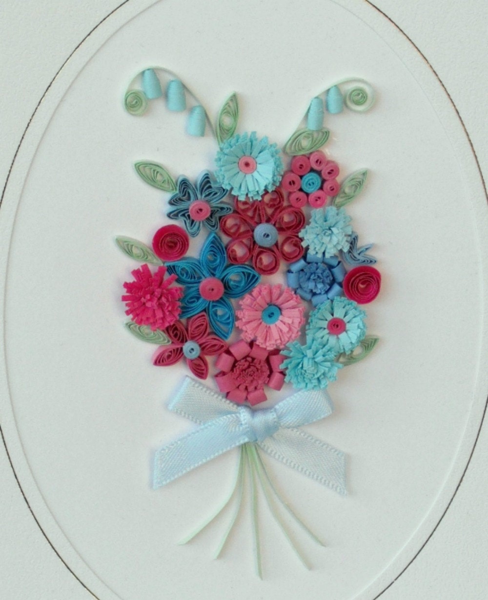 Paper quilling birthday card with quilled flowers