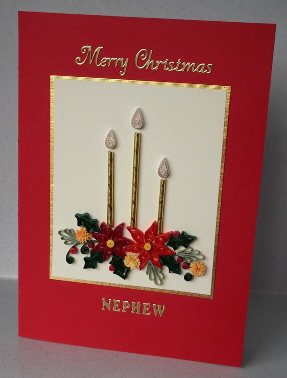 Quilled Christmas card, quilling, handmade, personalized