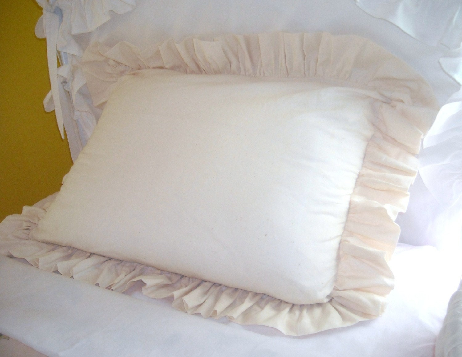 Cream Ruffle Pillow Case