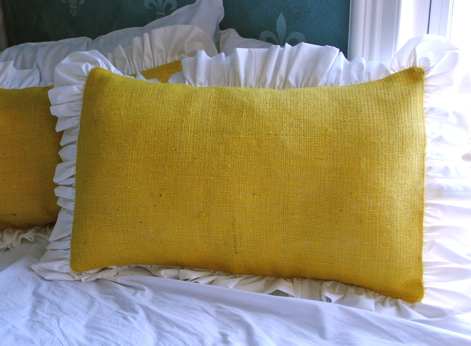 Yellow Burlap Pillow