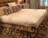 Burlap Ruffled Bed Skirt King and Queen