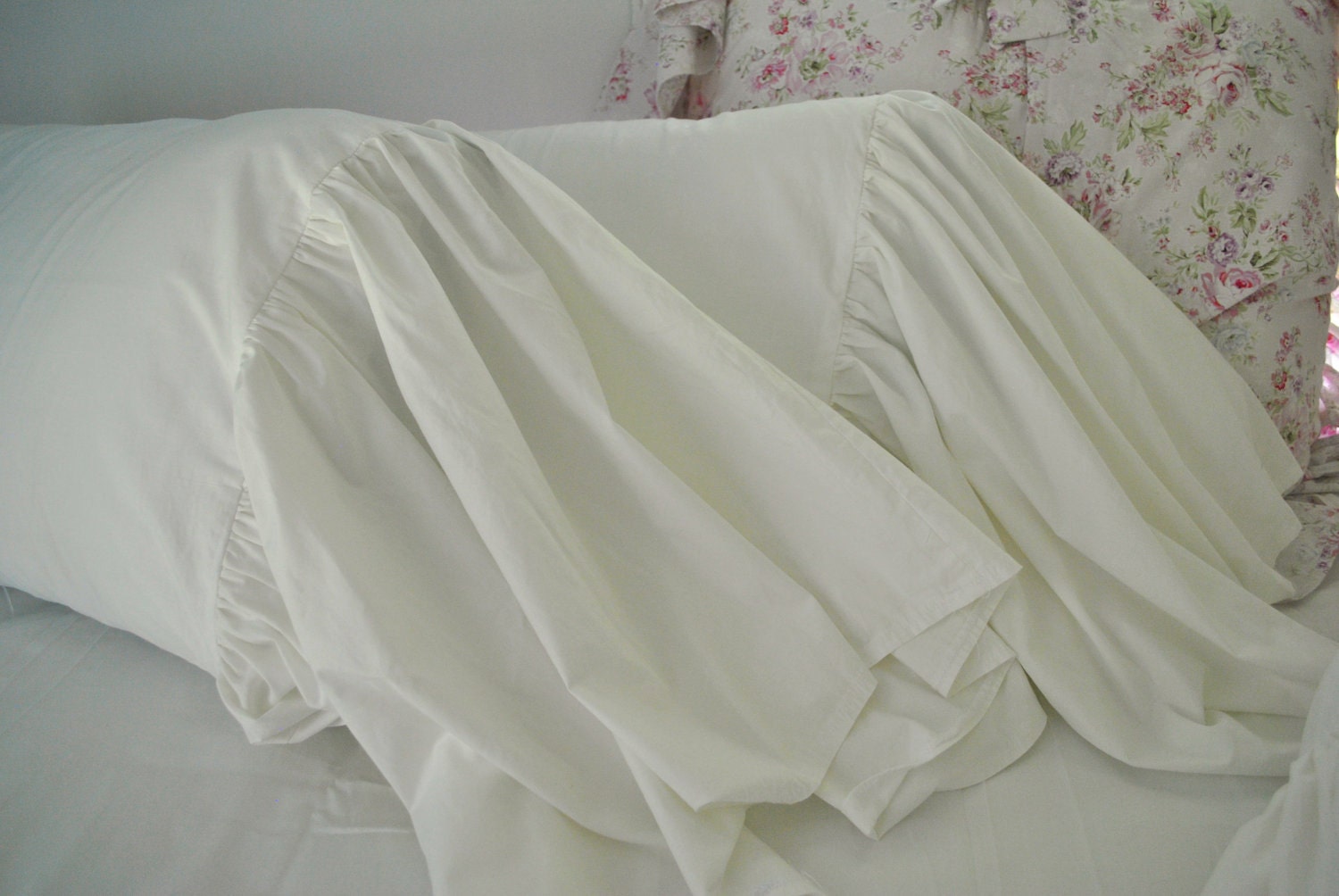 Long Floppy Ruffle Pillow Case