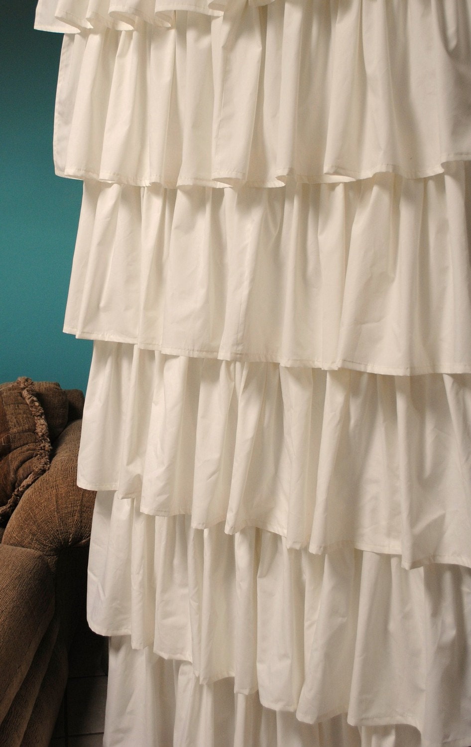 Cream Ruffled Curtains