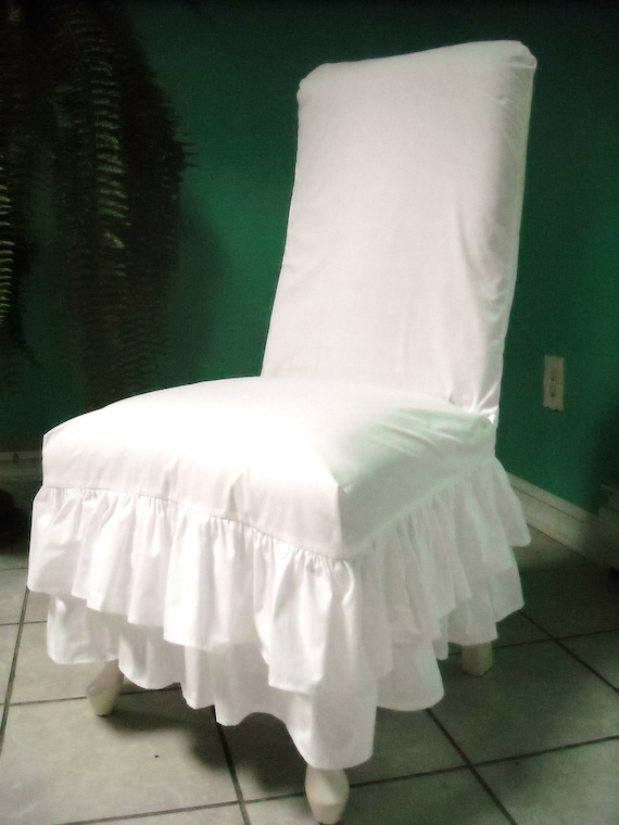 White Ruffled Chair Slipcover
