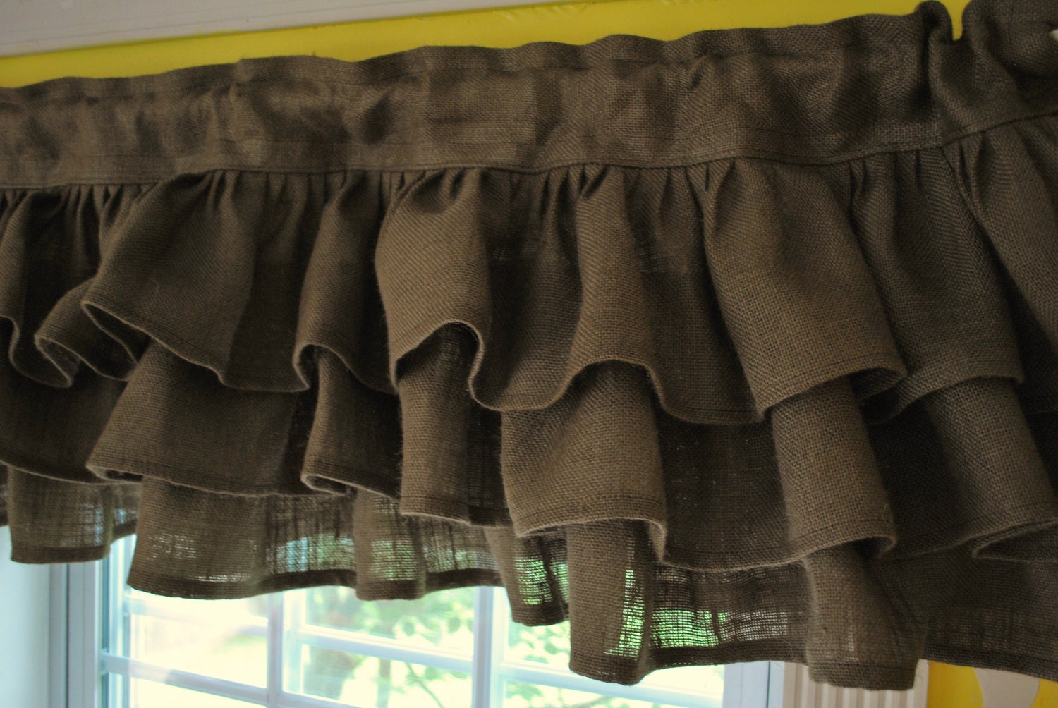 Brown Burlap Ruffled Valance