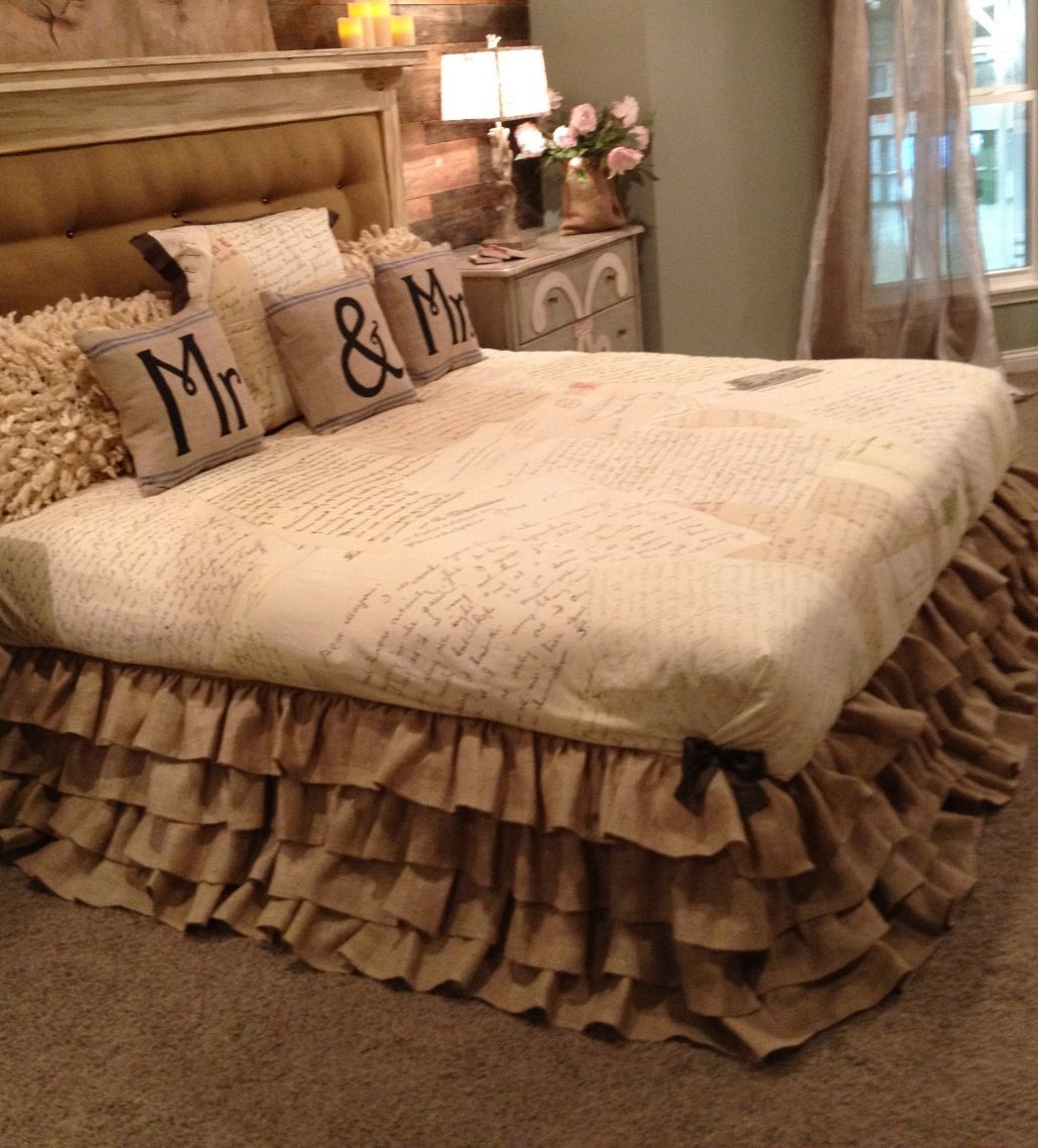 Burlap Ruffled Bed Skirt Full and Twin