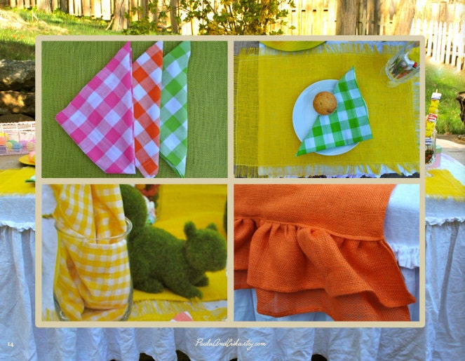 Orange Burlap Ruffle Table Runner