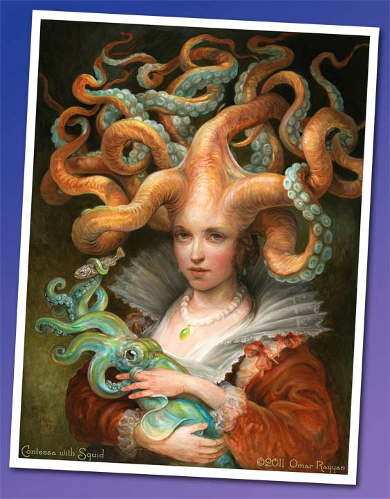 Contessa with Squid (mini print)