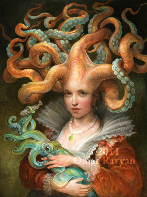 Contessa with Squid (mini print)