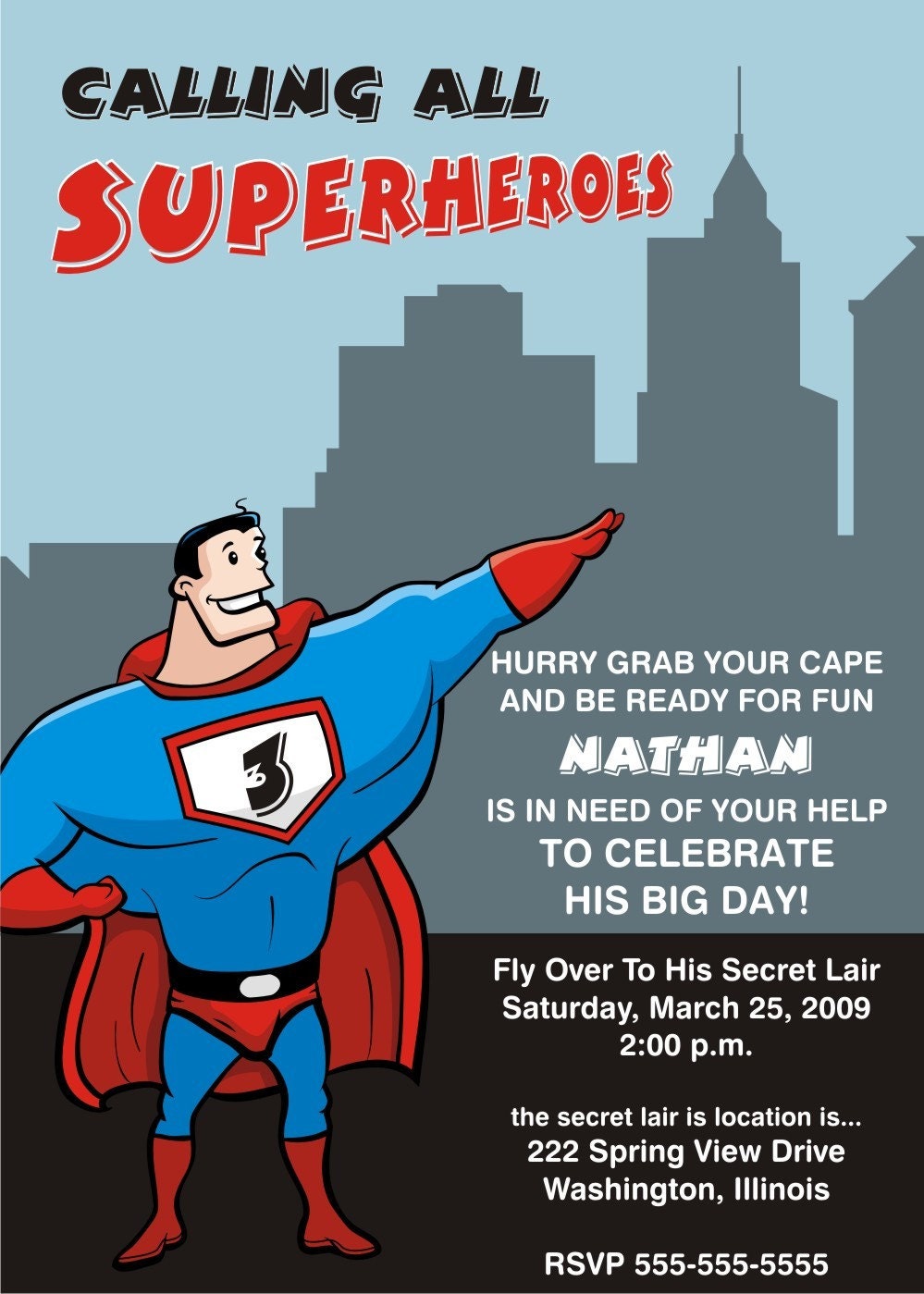 Birthday Invitations Superhero Batman Spiderman