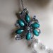 RESERVED for Robbie-Flower Brooch Layered Bib Bridal Statement Necklace. Turquoise Flower Necklace. Wedding Jewelry.