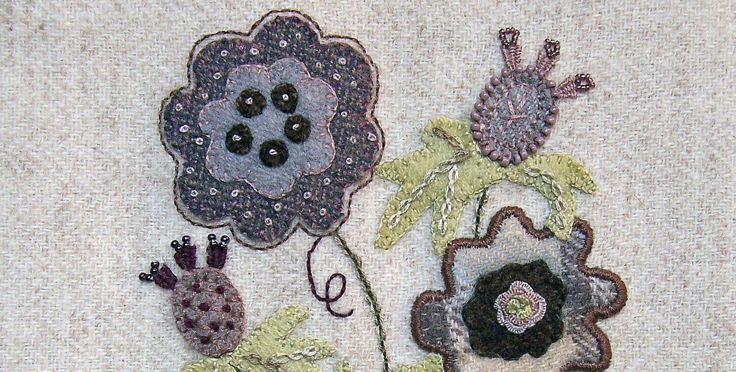 Jacobean Flower Kit / Applique, Embroidery - Your Choice of Pattern