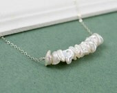 Keshi Freshwater Pearl and Sterling Silver Necklace, Bridesmaid Gift, Wedding Jewelry