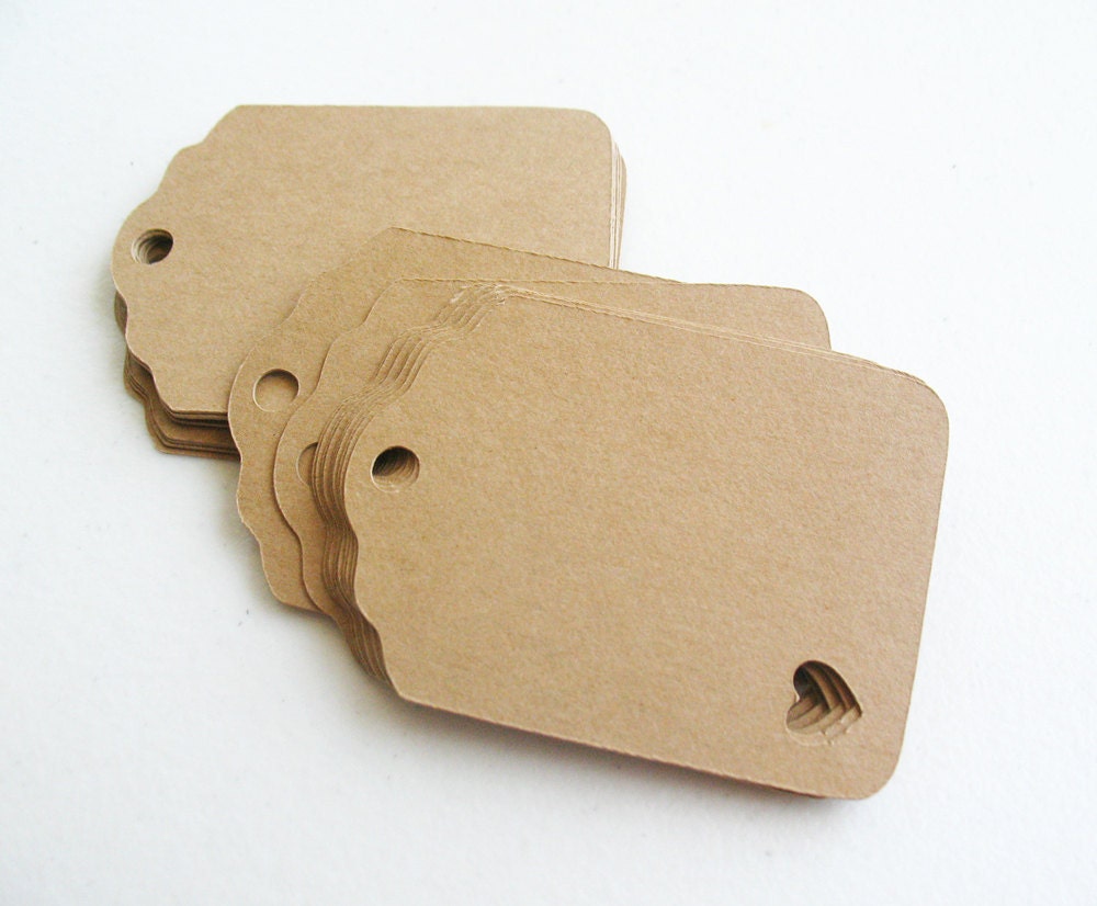 50 Rectangle Tag with Heart 1 1/2 wide x 2 long In Non-textured or Textured Cardstock paper