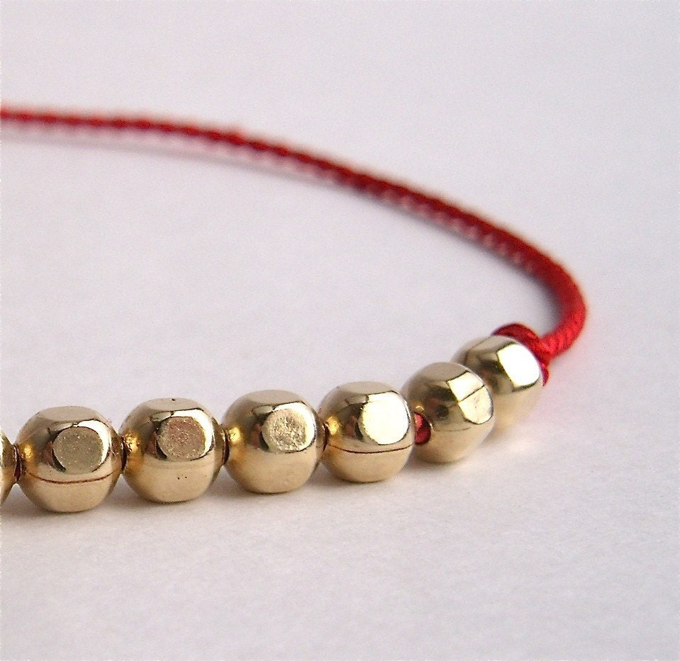 Vermeil and Red Silk Bracelet