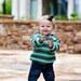 Hand Knit Baby Sweater, Unisex -- Childrens Clothing -- SOMERSET PLACE -- Turquoise and Brown Striped -- Perfect for Spring Baby Showers