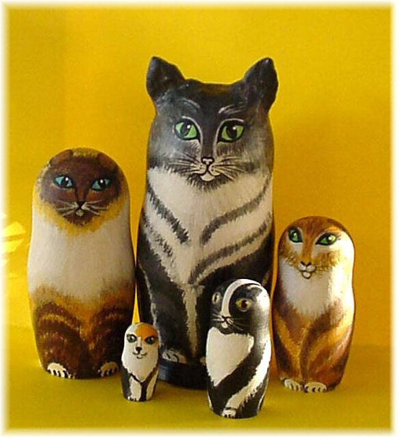 Personalized Hand Painted Nesting Dolls Your Favorite Pets - Dogs Cats Birds Owls -Custom Made