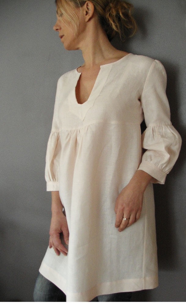 Dress or Tunic - My Garden -powder pink  linen  color