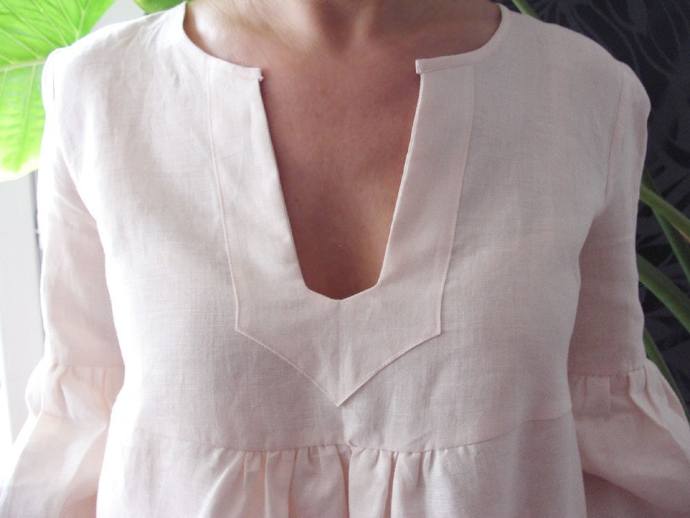 Dress or Tunic - My Garden -powder pink  linen  color