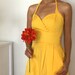 Halter Cotton Bridesmaid Dress Sweetheart Neckline Pockets, Spring Summer Garden Party Dress, Custom Color - KIRSTEN