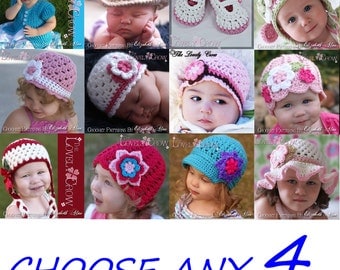 Crochet Patterns for Babies and Toddlers  - Any 4 Patterns 19.75