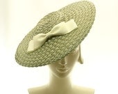 Sage Green Saucer Hat for Women - 1920s Style Boater Hat - Fascinator Hat