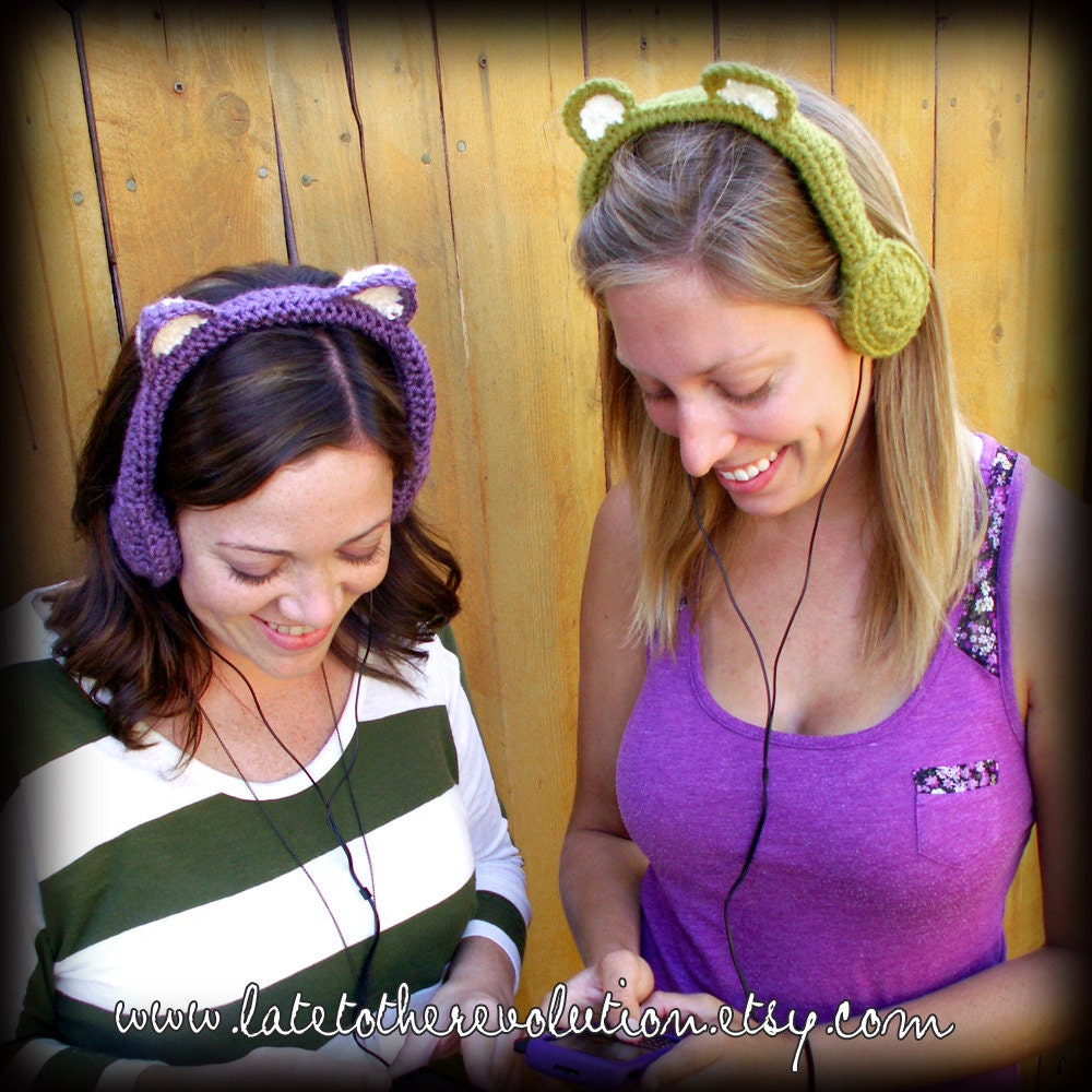 Pea Carebear Crocheted Headphones