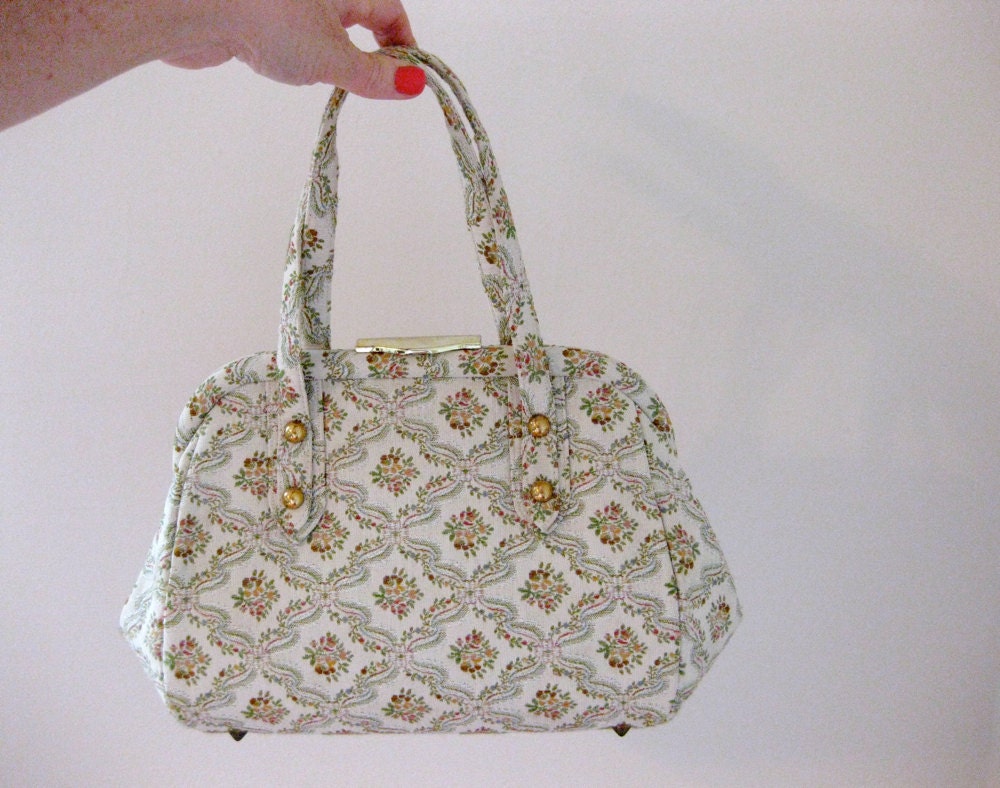 50s floral tapestry handbag