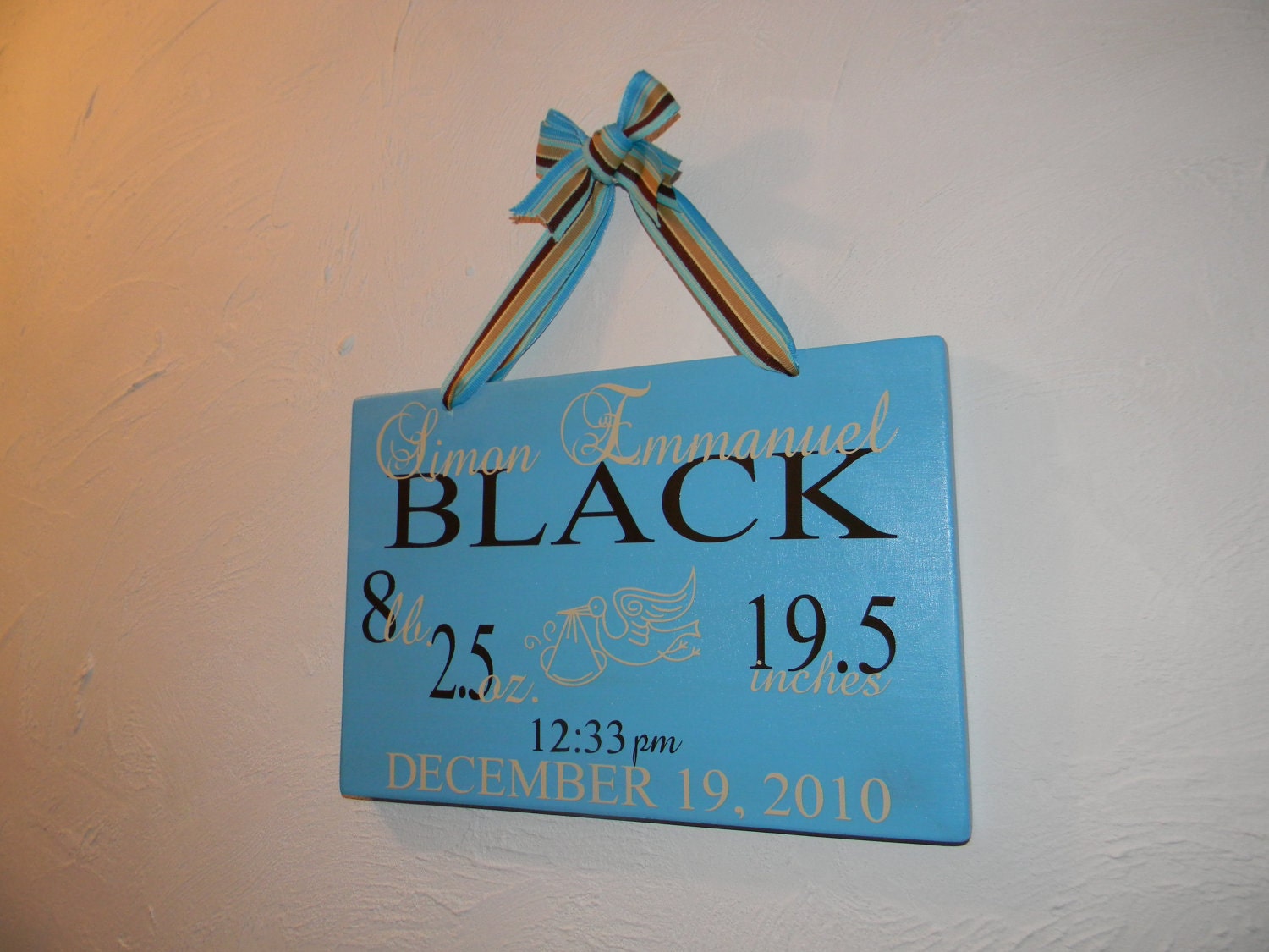 Birth Information Wood Vinyl Sign