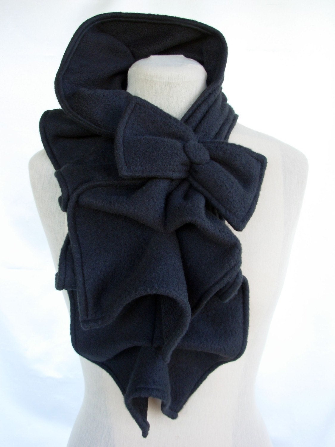 Ruffled Bow Scarf - MADE-TO-ORDER fleece - Many colors to choose from