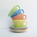Pastels Moderntone Platonite Mid Century Cups and Saucers
