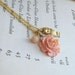 Jewelry Gold Owl Necklace Peach Rose Necklace Charm Necklace Cottage Chic Woodland Bridesmaid Jewelry - The Owl and the Rose