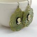 Cameo Earrings Green Filigree Earrings Lace Earrings Cameo Jewelry Bohemian Earrings Silhouette Jewelry - Laced in Silhouette