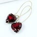 Red Heart Earrings Garnet Earrings Rhinestone Earrings Vintage Glass Jewels Romantic Old Hollywood Glamour Valentine - Hearts